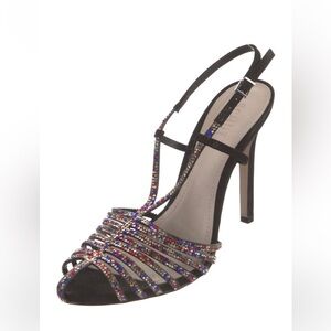 Schutz Black Multi-Color Strappy Heels